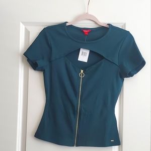 GUESS forest green top, cutout size L, NWoT